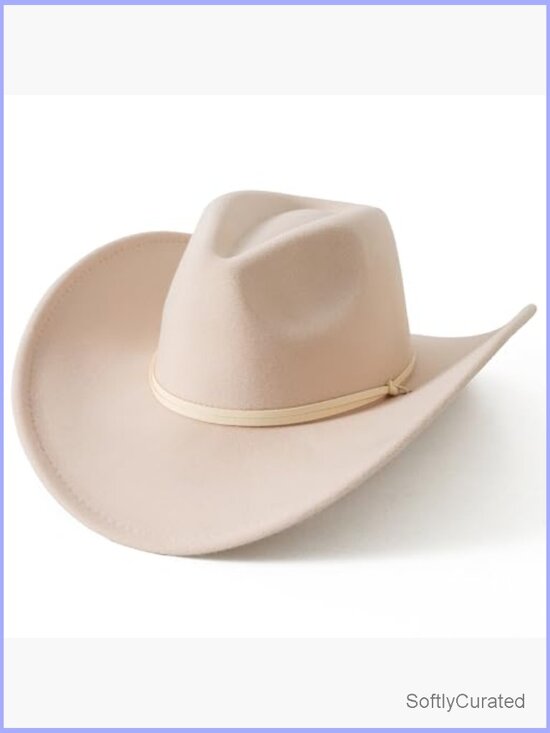 Retro Felt Wide Brim Cowboy Hat with Wind Lanyard main image 5